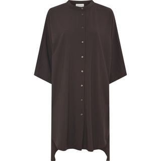 Frau Seoul Lang Skjorte Light Wool - Chocolate Torte