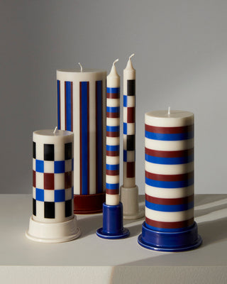 HAY Column Bloklys Stor - Lyserød, Bordeaux & Mørkeblå tern