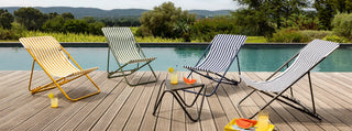 Lafuma Maxi Transat Batyline Strandstol med Farvet Stel - Grey Striped