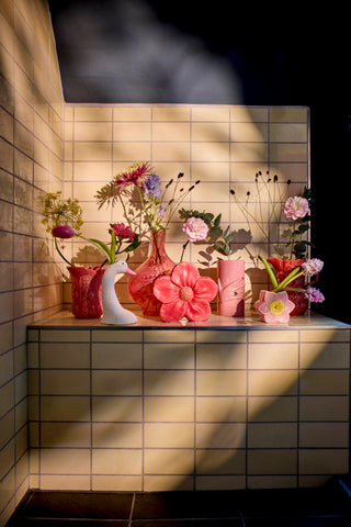 Lyserød Keramik Blomster Vase