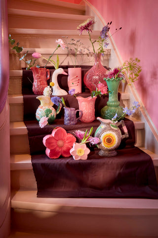 Lyserød Keramik Blomster Vase