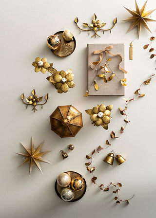 Bungalow Guld juleklokke - H8cm Dome Golden