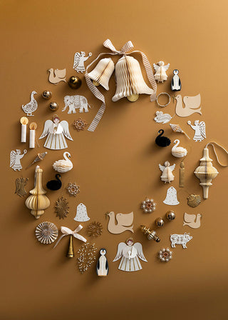 Bungalow Guld juleklokke - H9cm Cone Golden