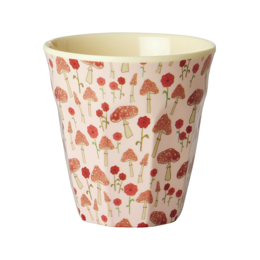 Rice Melamin Medium Kop - Pink Mushroom Print