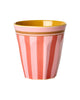 Rice Melamin Medium Kop - Pink Organic Stripes Print