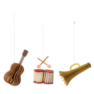 Bungalow Julepynt Papir Instrumenter 3stk