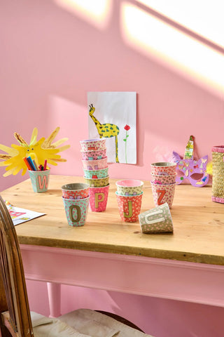 Rice Melamin Medium Alfabet Kop - Pink Flowers