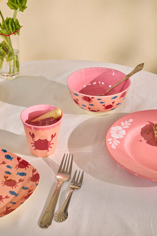 Rice Melamin Medium Kop - Koral Crab Print