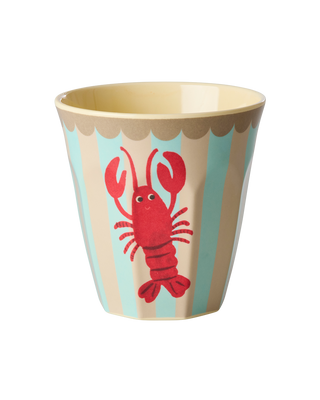 Rice Melamin Medium Kop - Lys Blå New Lobster Print