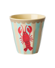 Rice Melamin Medium Kop - Lys Blå New Lobster Print
