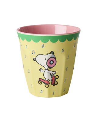 Rice Melamin Medium Kop - Lys Gul Snoopy Print