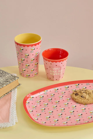 Rice Melamin Medium Kop - Pink Snoopy Print
