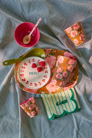 Rice Melamin Medium Kop - Rosa Floral Fiesta Rose