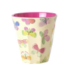 Rice Melamin Medium Kop - Cream Butterfly Print