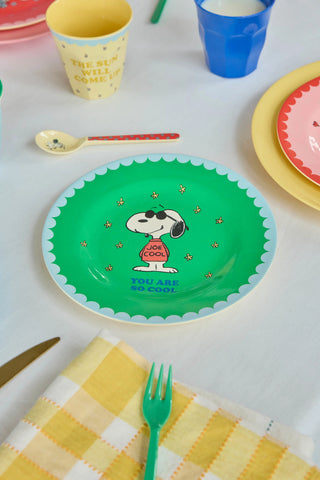 Rice Melamin Tallerken - Grøn Snoopy Print