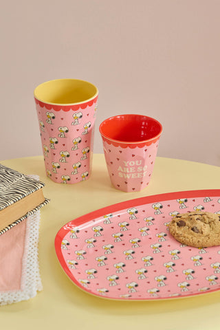 Rice Melamin Tallerken - Stor Pink Snoopy Print