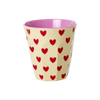 Rice Melamin Medium Kop - Cream Darling Hearts Print