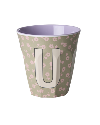 Rice Melamin Medium Alfabet Kop - Pink Flowers