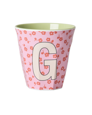 Rice Melamin Medium Alfabet Kop - Pink Flowers