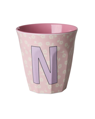 Rice Melamin Medium Alfabet Kop - Pink Flowers