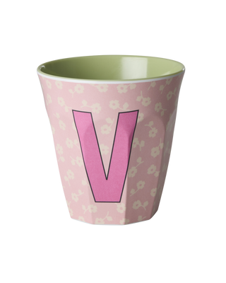 Rice Melamin Medium Alfabet Kop - Pink Flowers
