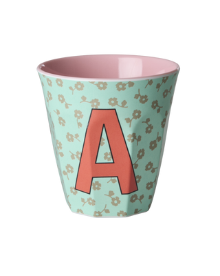 Rice Melamin Medium Alfabet Kop - Pink Flowers