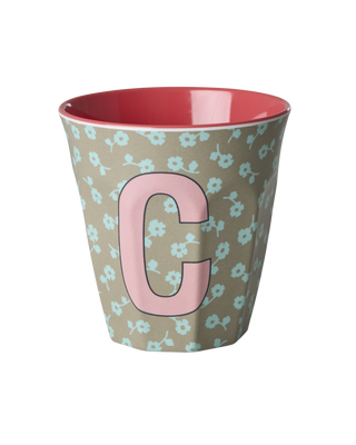 Rice Melamin Medium Alfabet Kop - Pink Flowers