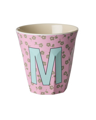 Rice Melamin Medium Alfabet Kop - Pink Flowers