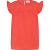 Frau Stockholm Bomuld Top - Hot Coral