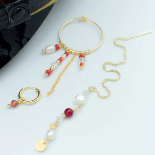 Smykish Crystal Chain Ørering - Rød