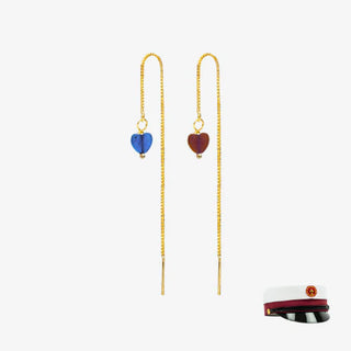 Smykish Heart Chain Ørering - Mørkeblå