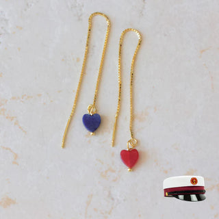 Smykish Heart Chain Ørering - Mørkeblå