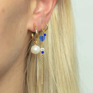 Smykish Heart Crystal Chain Ørering - Mørkeblå