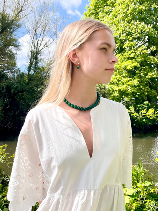 Soï Faro Chunky Krystal Halskæde - Grøn Jade