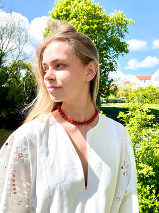 Soï Faro Chunky Krystal Halskæde - Rød Jade