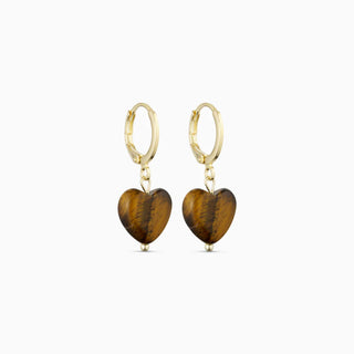 Soi Alma Hjerte Øreringe - Tiger Eye