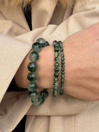 Soi Krystal Armbånd 6mm - Grøn Moss Agat