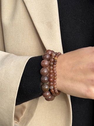 Soi Krystal Armbånd Chunky - Lilla Brun Aventurin