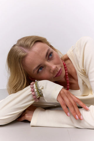 Soi Krystal Armbånd Chunky - Pink Rhodonit