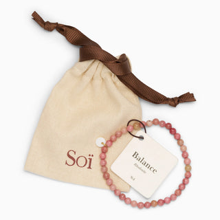Soi Krystal Armbånd 4mm - Pink Rhodonit