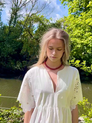 Soï Faro Chunky Krystal Halskæde - Rød Jade