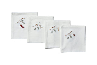 Stof juleservietter - Hvid 4 stk