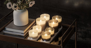 Uyuni Genopladelig LED Glas Lys Sandstone - Stor Ø9,2 x H10,2