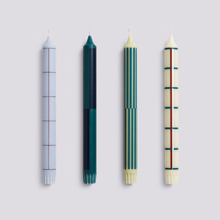 HAY Pattern Stearinlys 4 stk - Green and silver