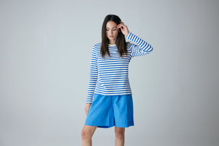 Frau Panama Stripe Bluse - Amparo Blue