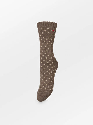 Dotted Wola Strømper - Hot Fudge Brown