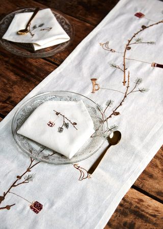 Stof juleservietter - Hvid 4 stk