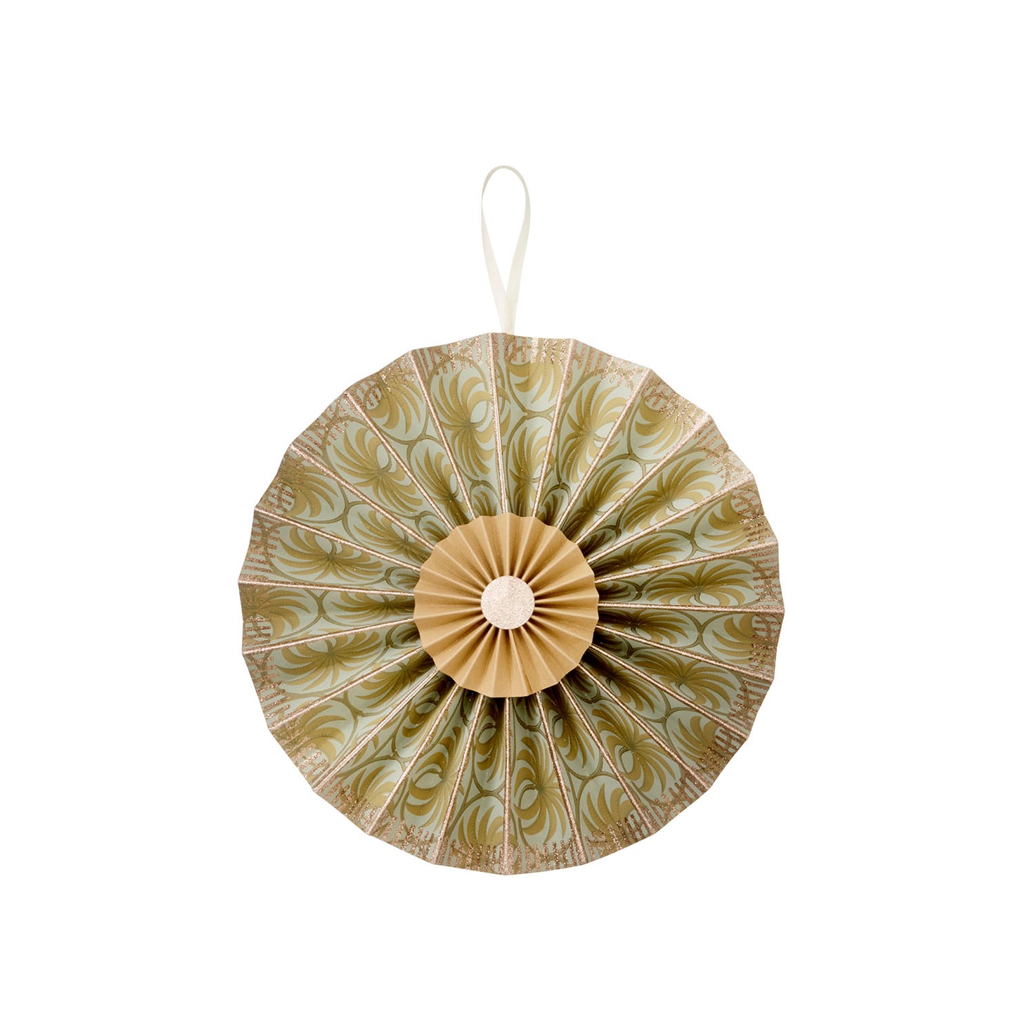 Bungalow Julepynt Papir Rosette 26cm Olive