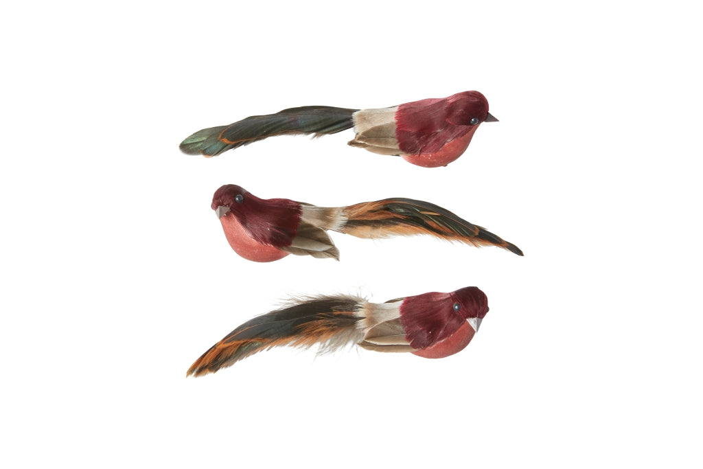 Fugl med klips - Rød & brun