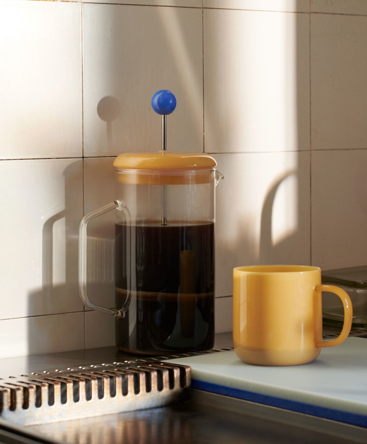 UDSALG - HAY French press brewer kaffe stemple kande - Aqua/mint og Clear/gul